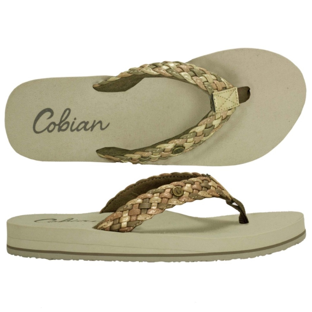 Cobian Women’s Flip Flop Sandals with Gold Braided Band